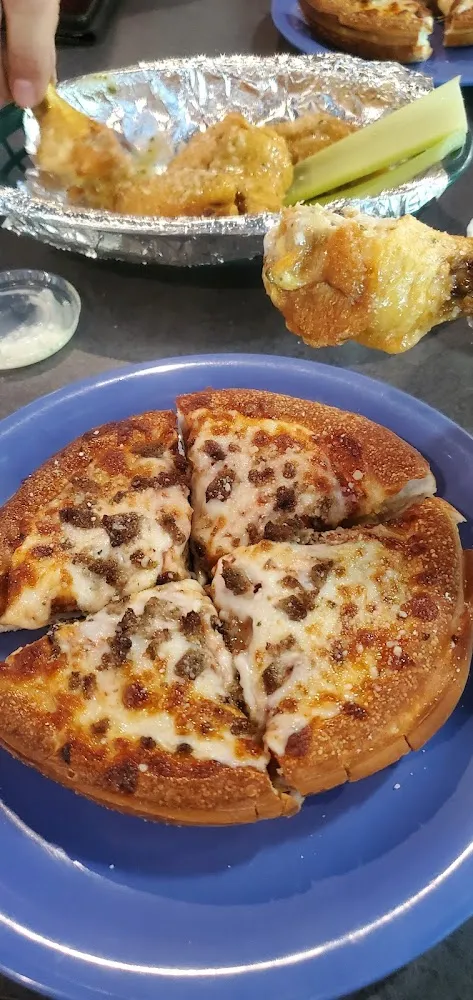 Meatball Pizza and Garlic Parmesan Wings